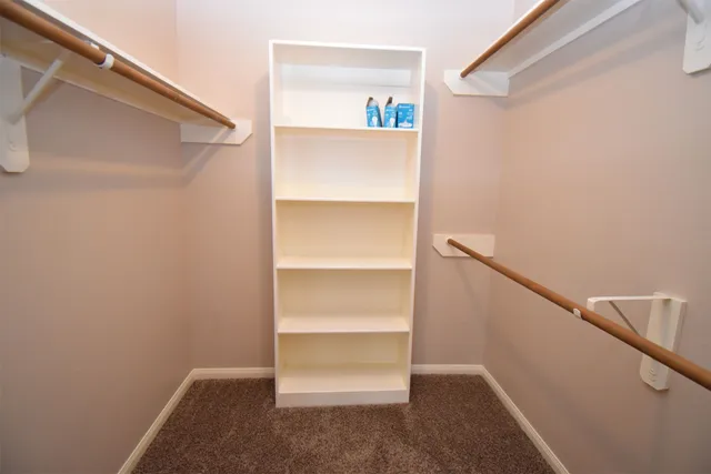 a view of an empty walk in closet