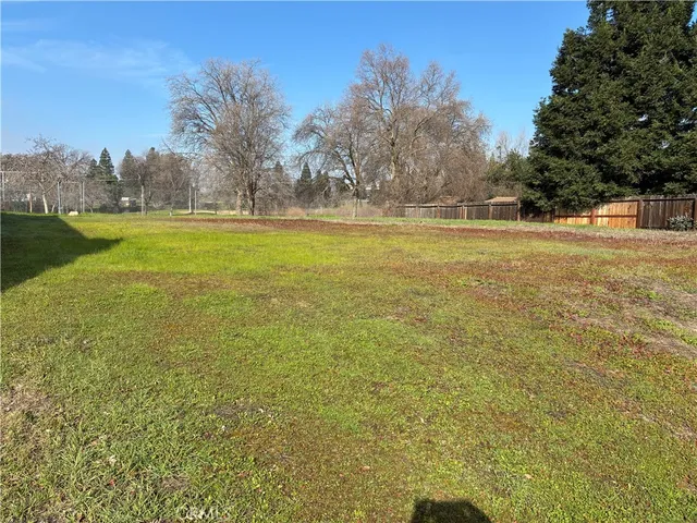 a view of outdoor space with yard and trees all around