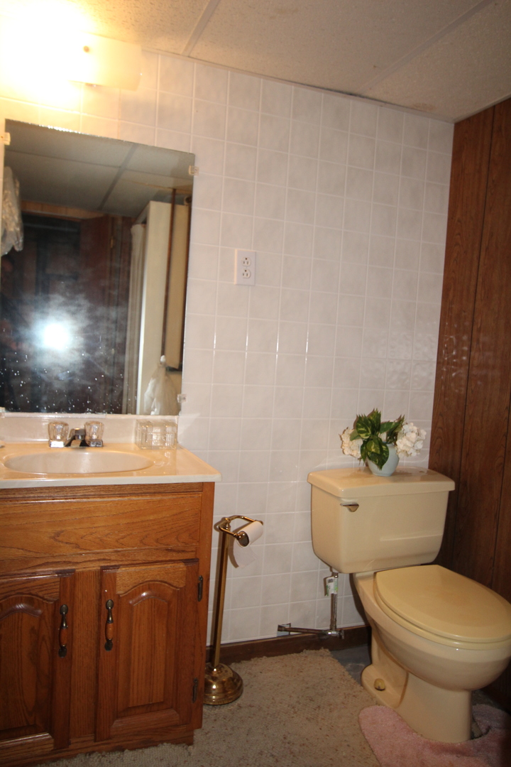 603 Old Orchard Road Harvard, IL 60033 - Photo 30 of 46 a bathroom with a toilet a sink and mirror