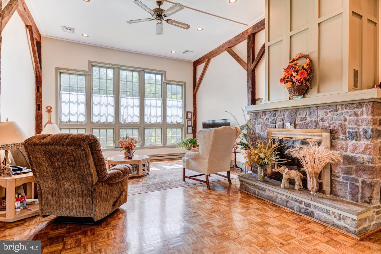 80 Red Cliff Road Upper Black Eddy, PA 18972 - Photo 15 of 70 Great Room with Stone Fireplace