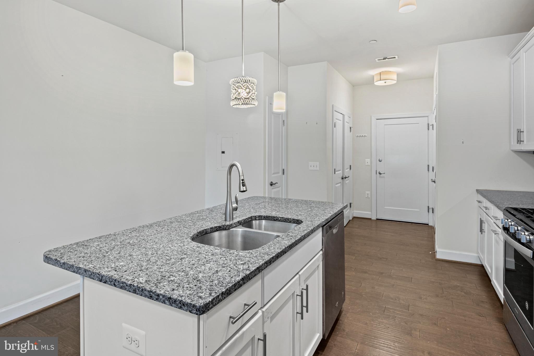 10530 Resort Road, Unit 110 Ellicott City, MD 21042 - Photo 7 of 21 a kitchen with granite countertop a sink a counter top space and cabinets