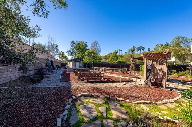 a view of a backyard with a patio