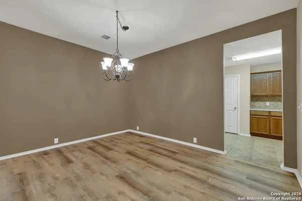 a view of a chandelier in a room