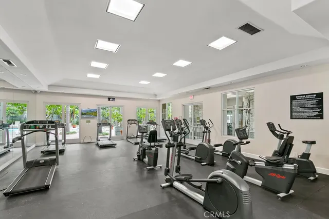 a view of a room with gym equipment