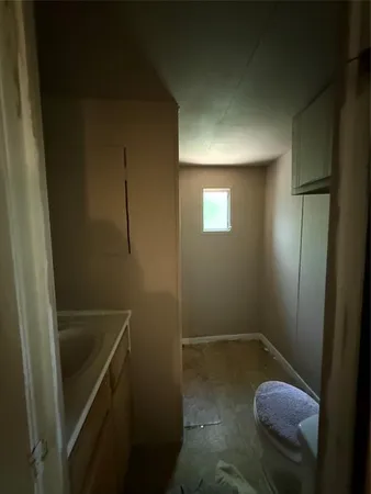 a bathroom with a window