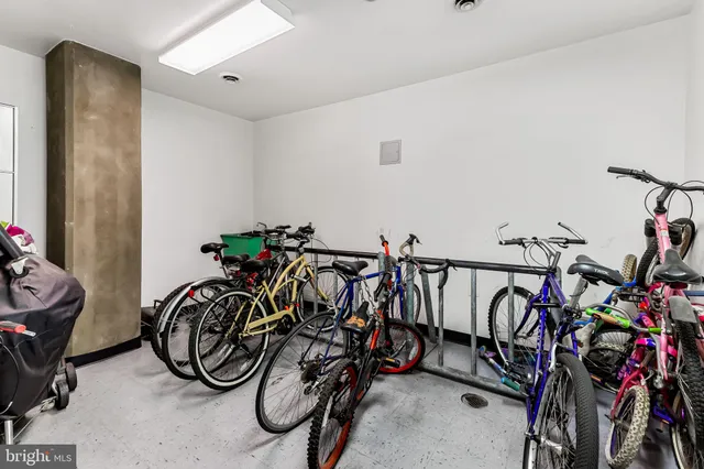 a view of an bike storage