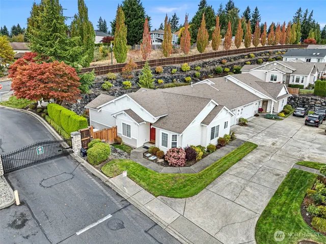 an aerial view of a house