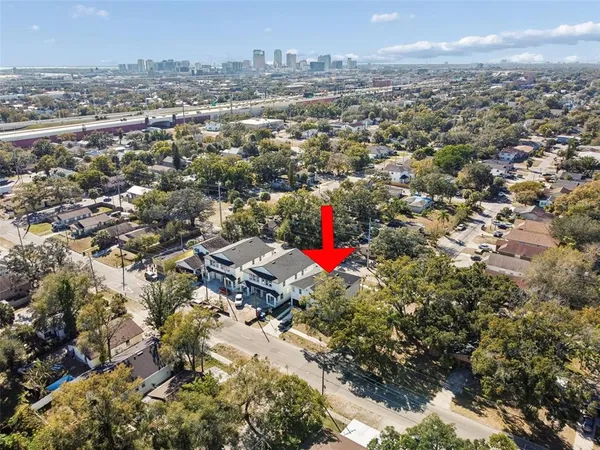 an aerial view of multiple house