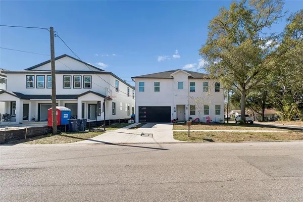 a front view of a building with street view