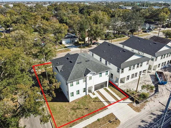 an aerial view of a house