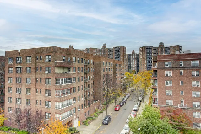 a view of a city that has tall buildings