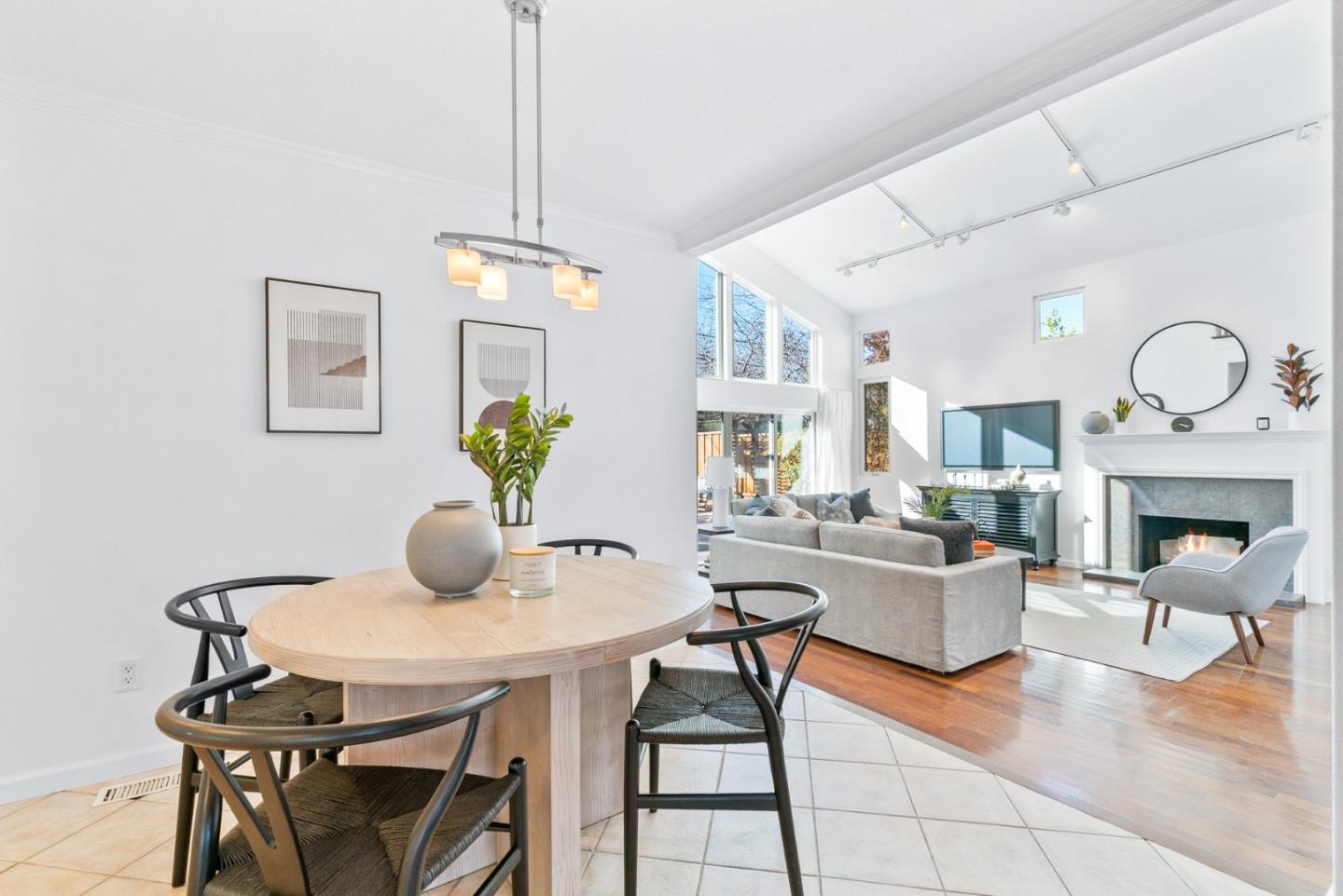 2167 Violet Way Campbell, CA 95008 - Photo 8 of 42 a view of a dining room with furniture a chandelier and wooden floor