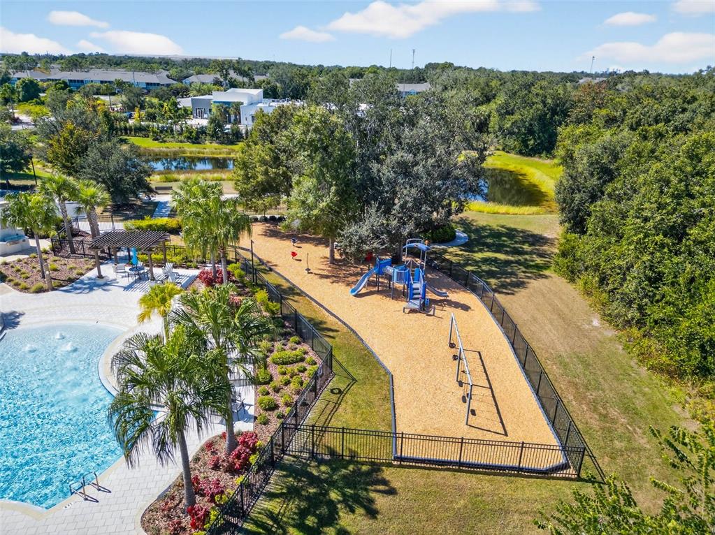 10522 Cardera Drive Riverview, FL 33578 - Photo 41 of 43 an aerial view of a swimming pool with a yard and mountain view