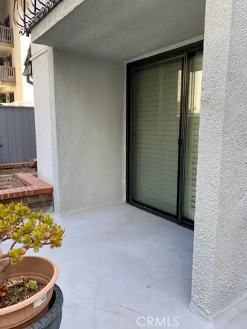 a view of a backyard with plants and a bench