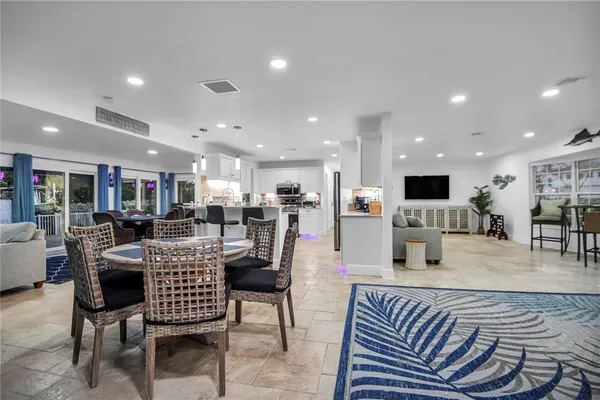 a view of a dining area with furniture