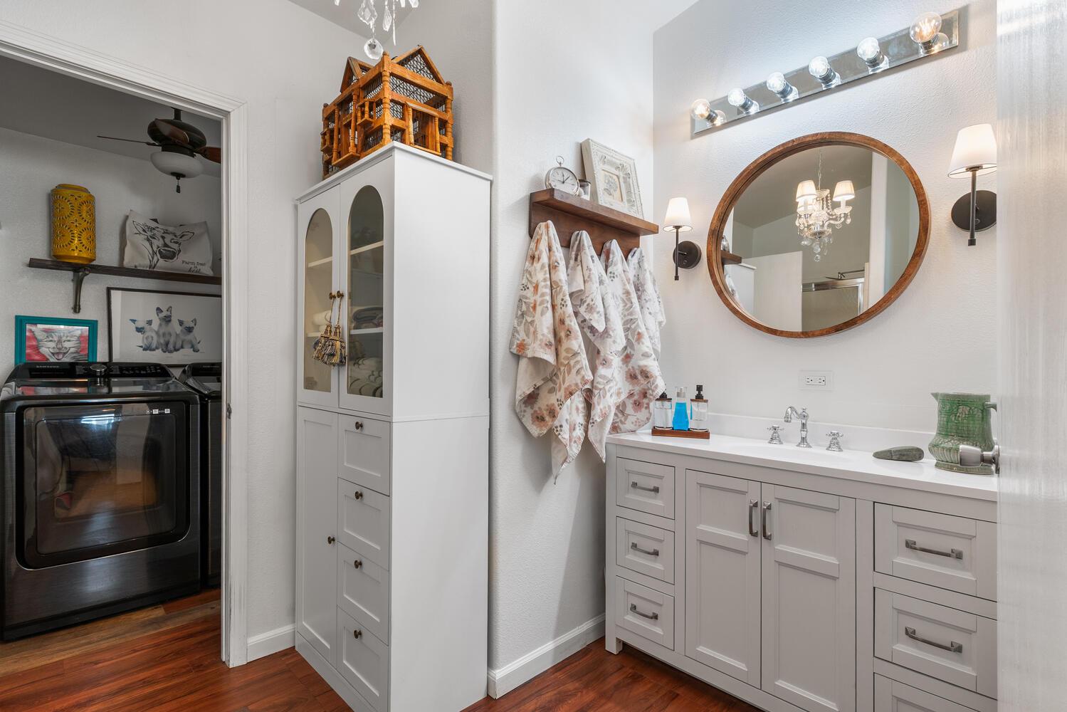 1400 West Marlette Street, Unit 45 Ione, CA 95640 - Photo 18 of 41 a bathroom with a double vanity sink and a mirror