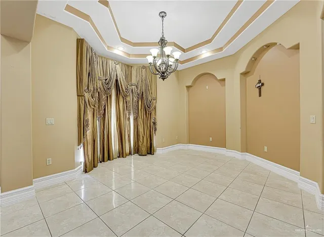a view of a chandelier in a room