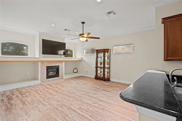 a view of a livingroom with a fireplace