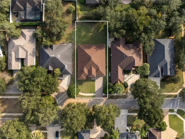 an aerial view of a house