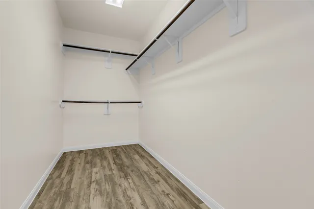 a view of a room with racks on the wall