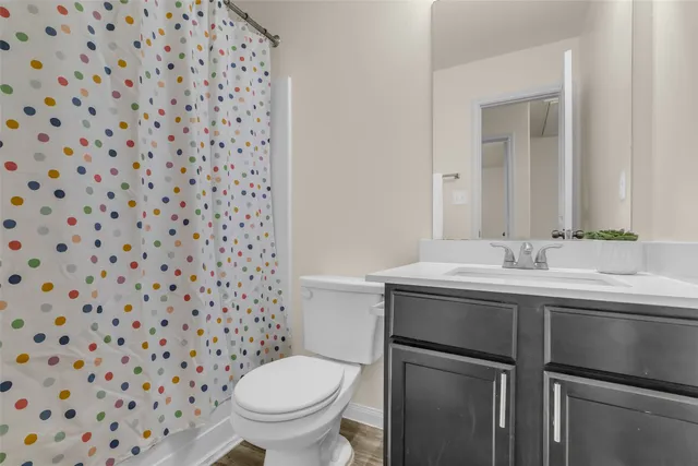 a bathroom with a sink toilet and a mirror