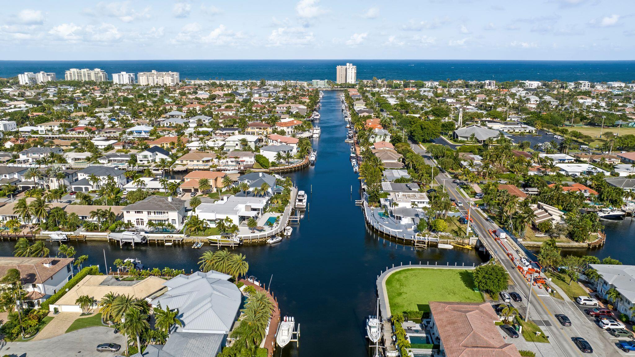 2511 Northeast 36th Street Lighthouse Point, FL 33064 - Photo 5 of 11 Aerial with Water View