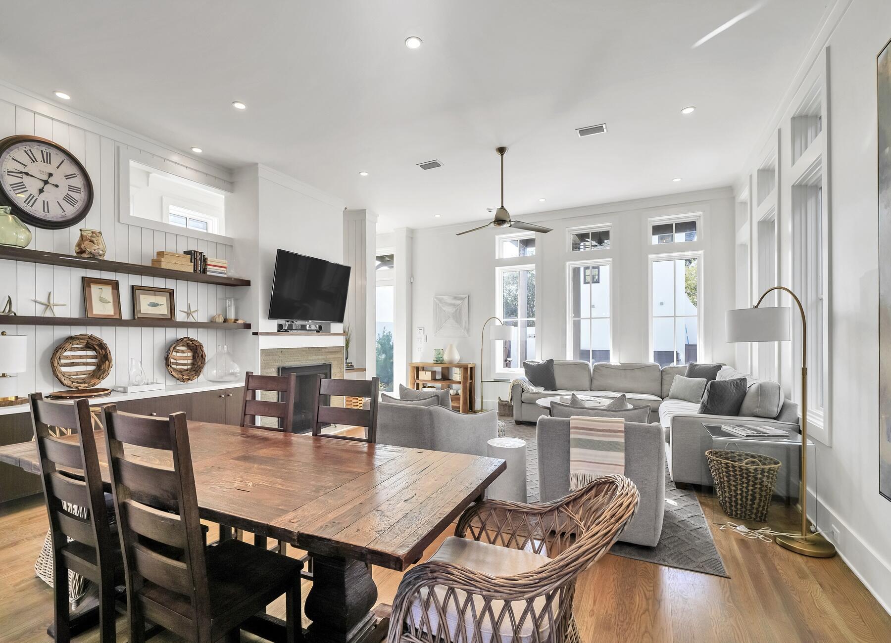 76 North Winston Ln Inlet Beach Inlet Beach, FL 32461 - Photo 30 of 69 a living room with stainless steel appliances furniture a rug and a view of kitchen