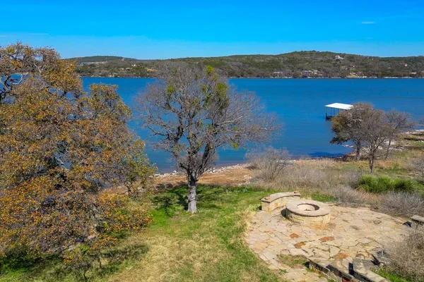 a view of a lake with a mountain