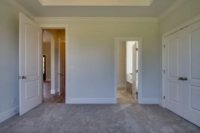 a view of an empty room and closet area