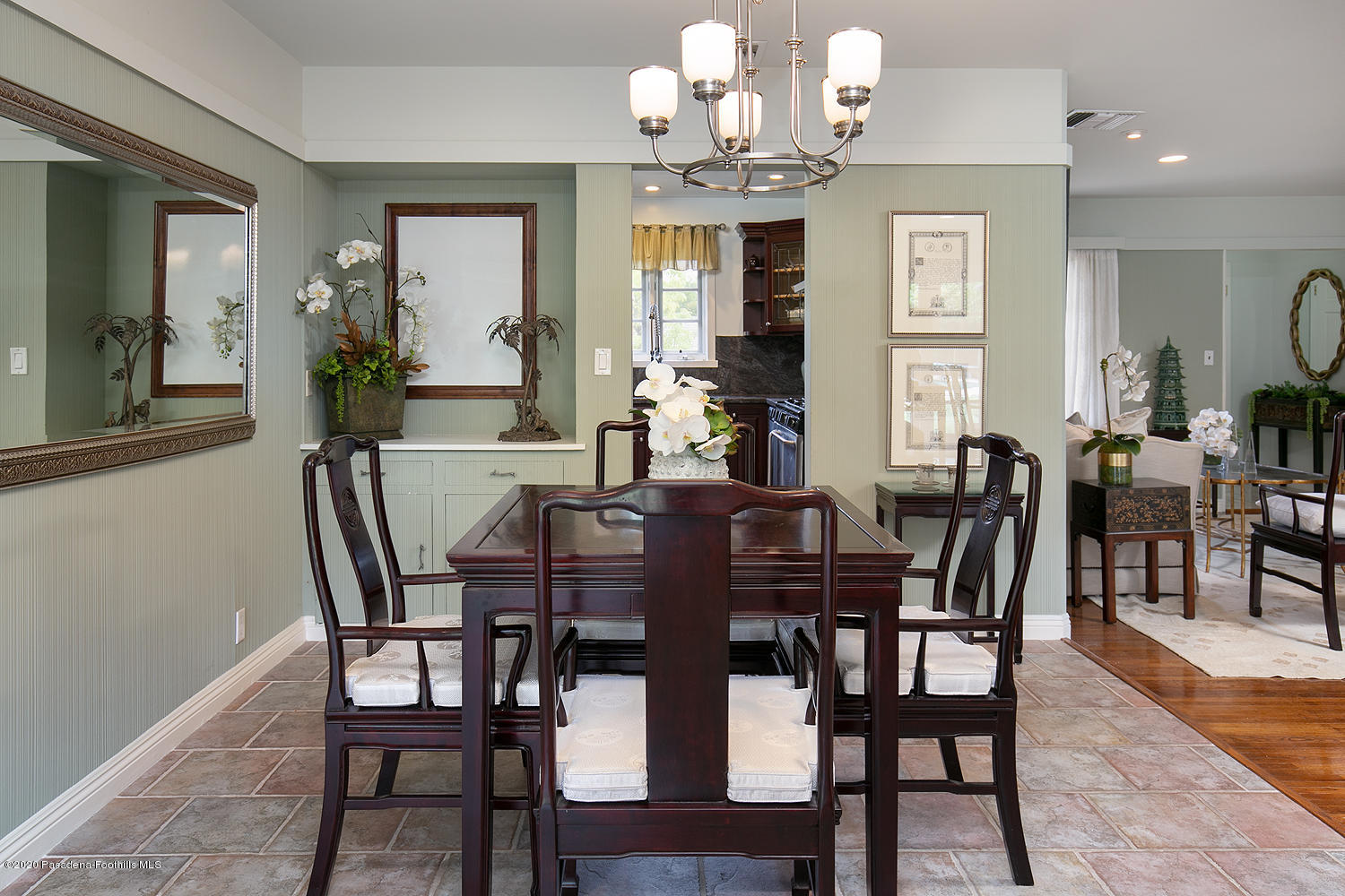 2855 Sheffield Road San Marino, CA 91108 - Photo 12 of 36 a view of a dining room with furniture and chandelier