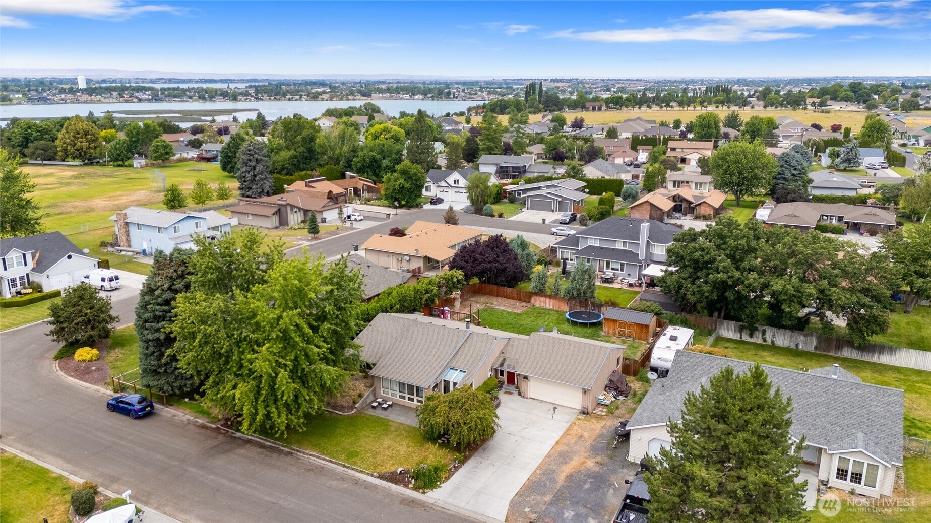 9307 Albert Way Southeast Moses Lake, WA 98837 - Photo 37 of 40 an aerial view of a residential houses with outdoor space and ocean view
