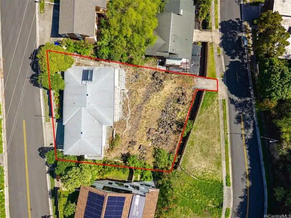 an aerial view of a house