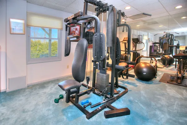 a view of a room with gym equipment