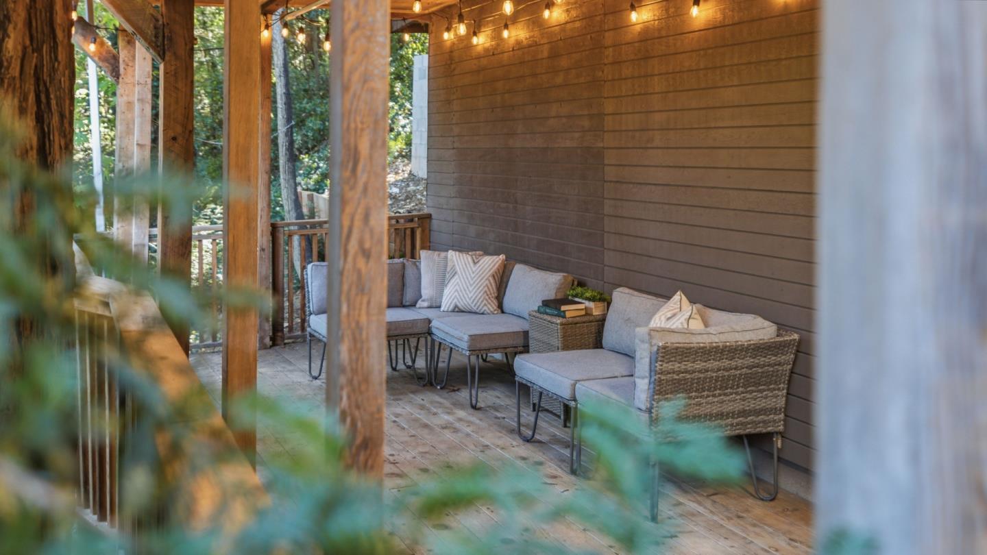 320 Fireside Road Boulder Creek, CA 95006 - Photo 18 of 45 a backyard of a house with outdoor seating