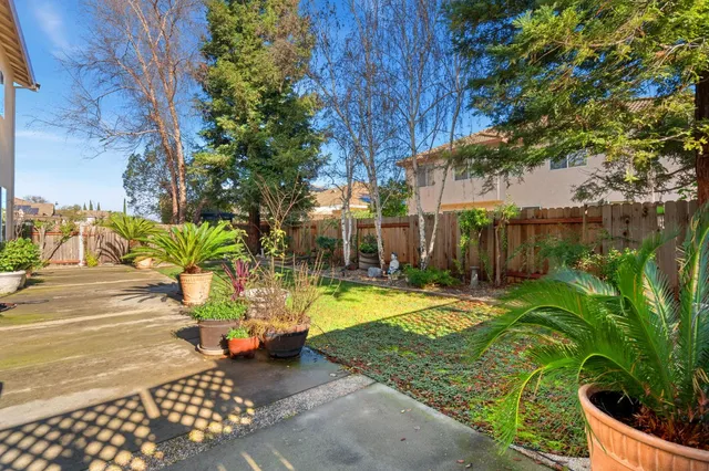 an outdoor space with seating