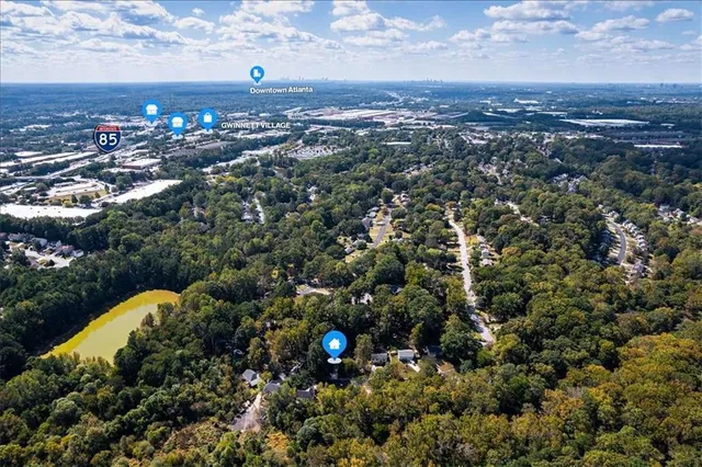 an aerial view of multiple house