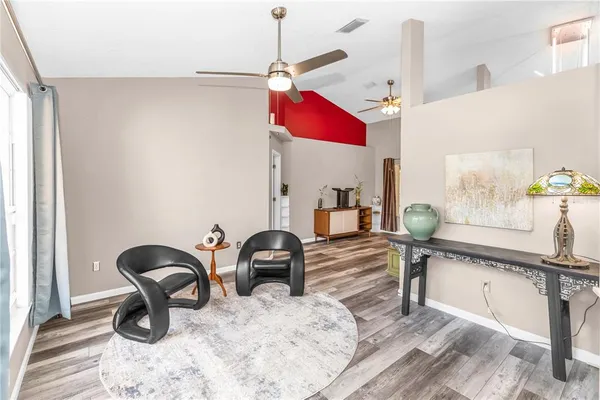 a living room with furniture