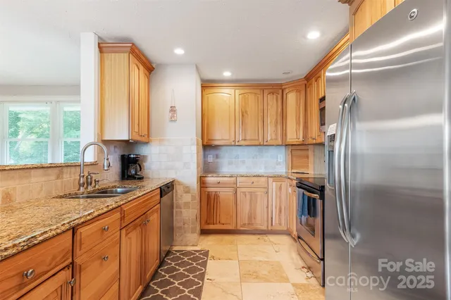 a kitchen with lots of counter top space