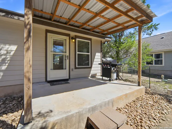 a building outdoor space with seating space