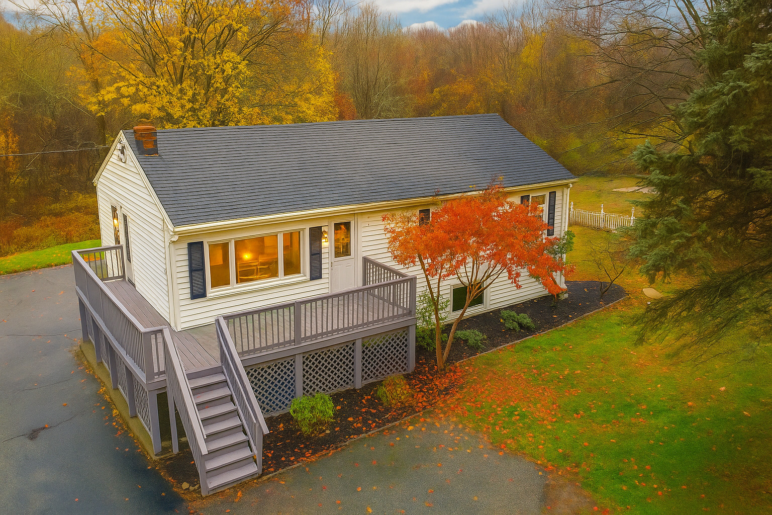 a backyard of a house with a swimming pool