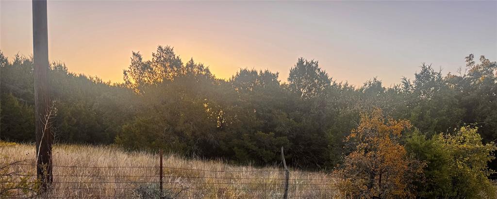 a view of a yard and mountain view