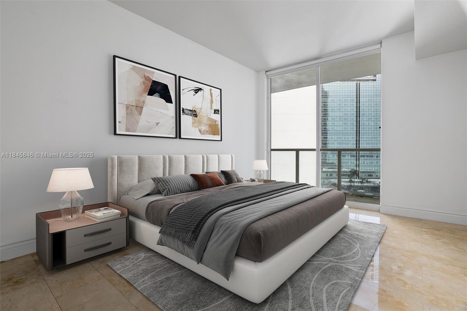 218 Southeast 14th Street, Unit 1904 Miami, FL 33131 - Photo 11 of 28 a bedroom with bed and a window