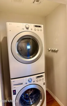 a utility room with dryer and washer