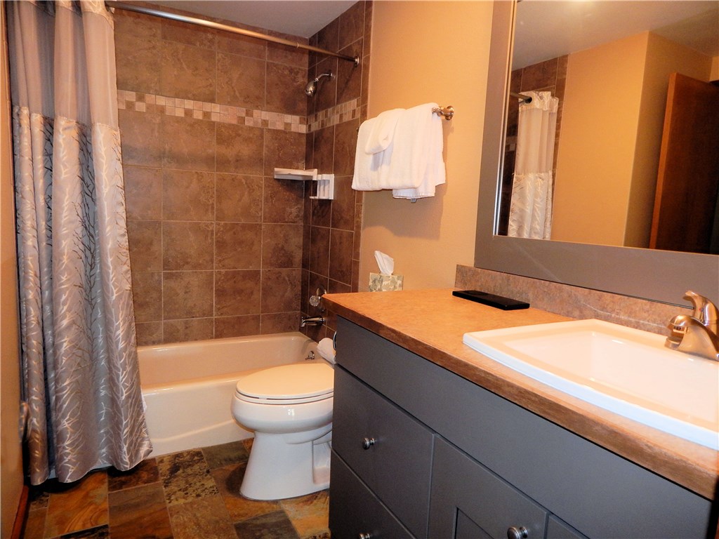 57 Fuller Placer Road, Unit 1B Breckenridge, CO 80424 - Photo 15 of 19 a bathroom with a sink toilet and shower