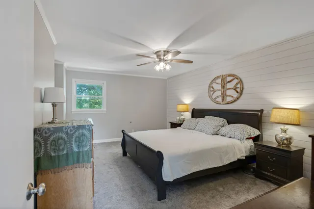 a room that has a bed in it