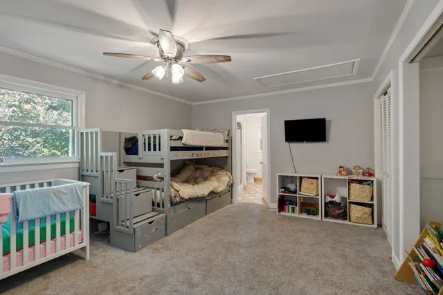 a view of a room with toys and a window