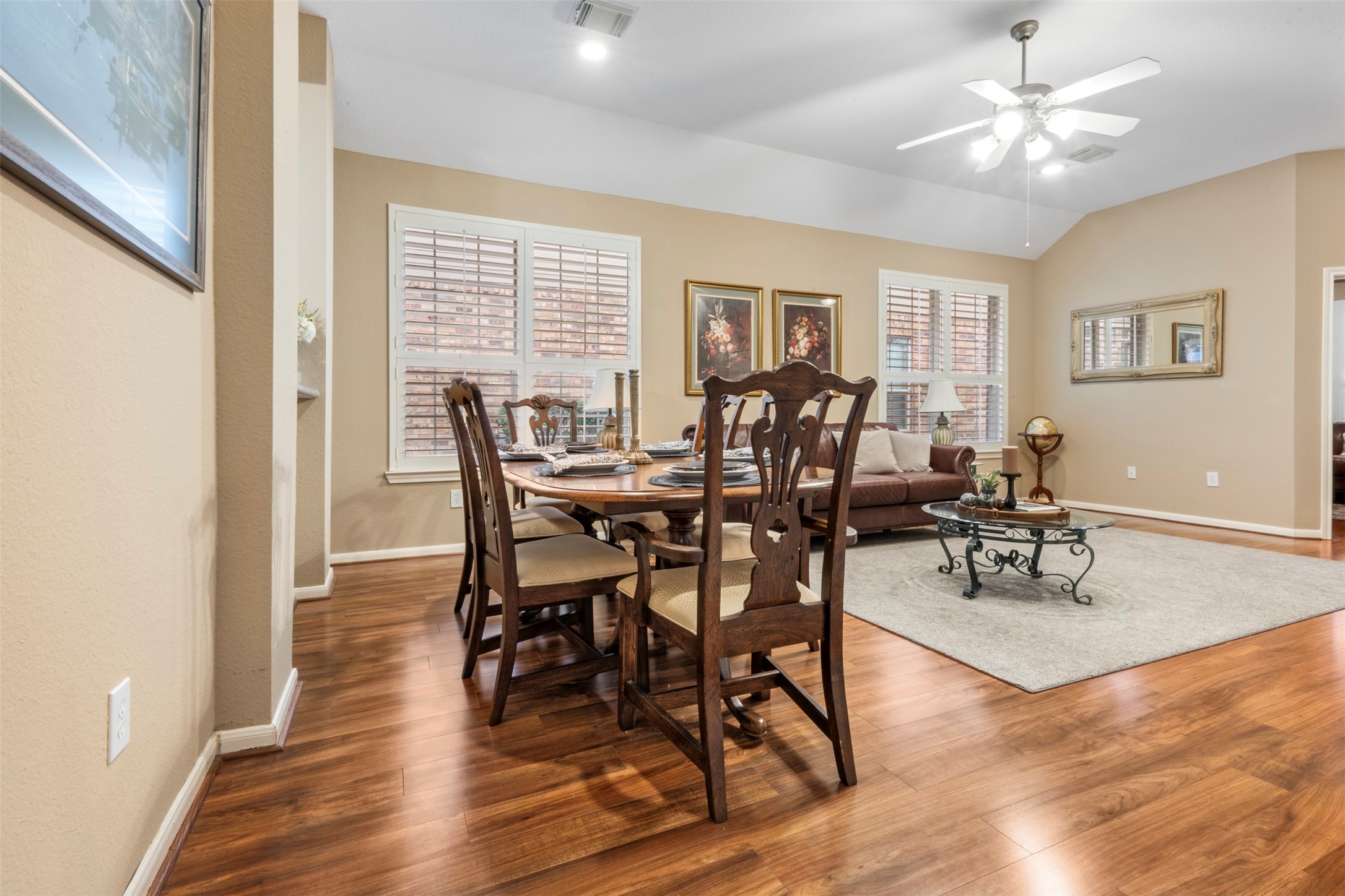 9635 Old Timber Lane Spring, TX 77379 - Photo 11 of 48 a view of a dining room with furniture window and wooden floor