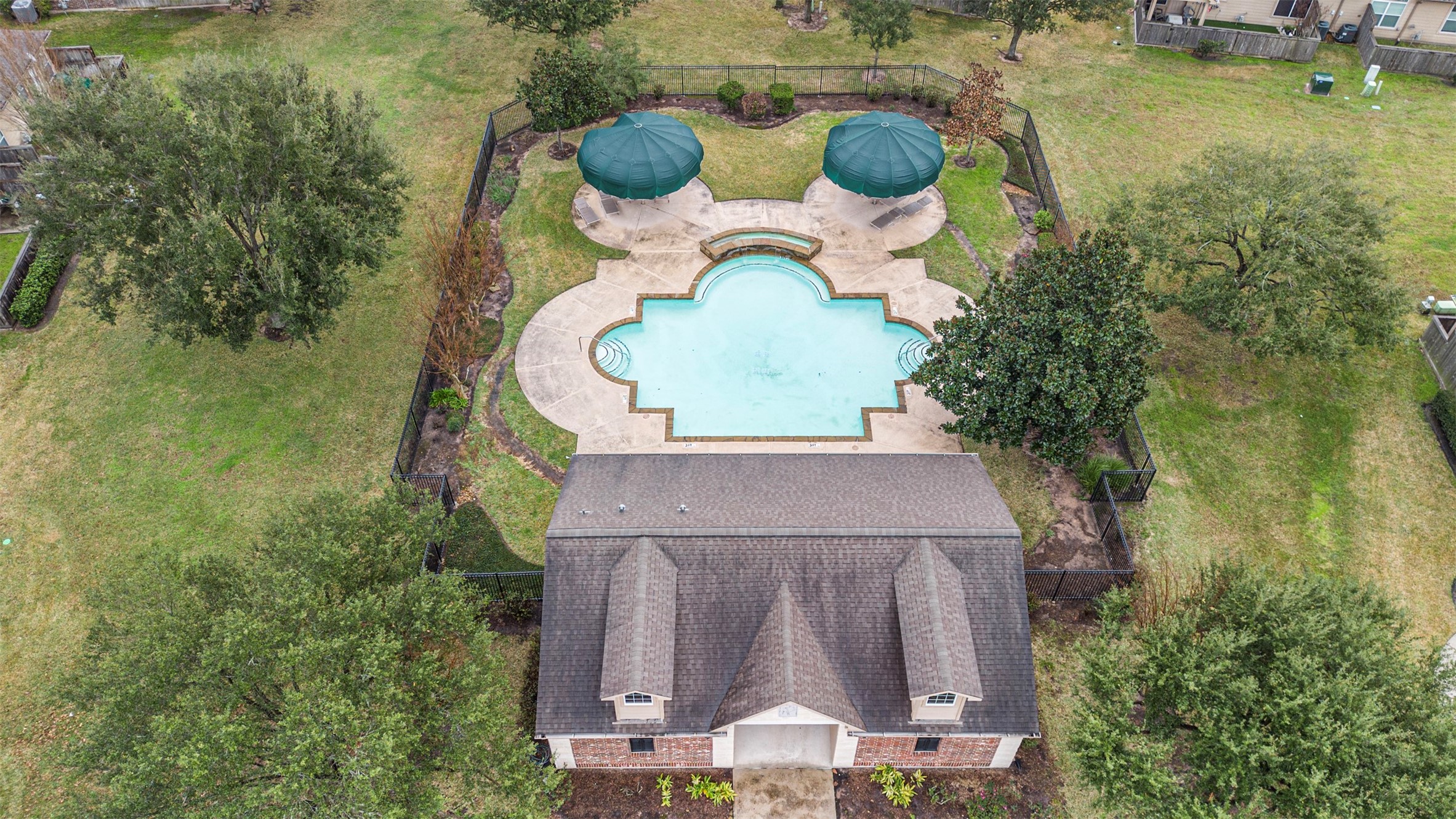 9635 Old Timber Lane Spring, TX 77379 - Photo 43 of 48 an aerial view of residential house with outdoor space and trees all around
