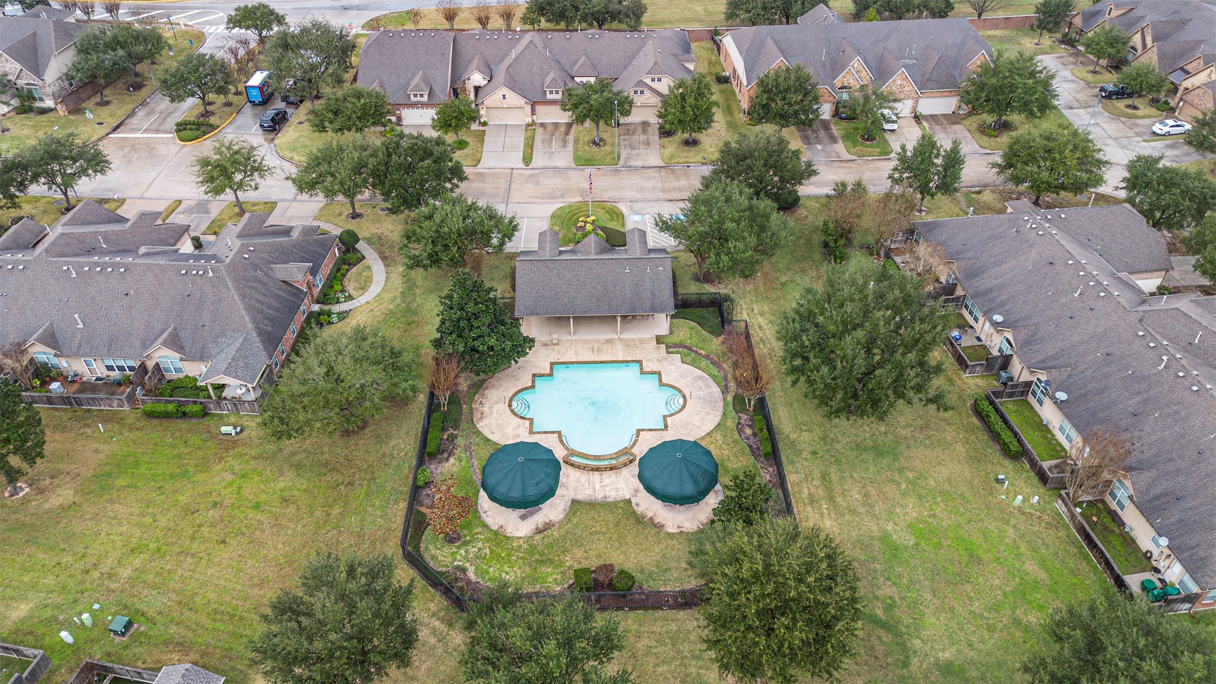9635 Old Timber Lane Spring, TX 77379 - Photo 44 of 48 an aerial view of a house with swimming pool and outdoor space