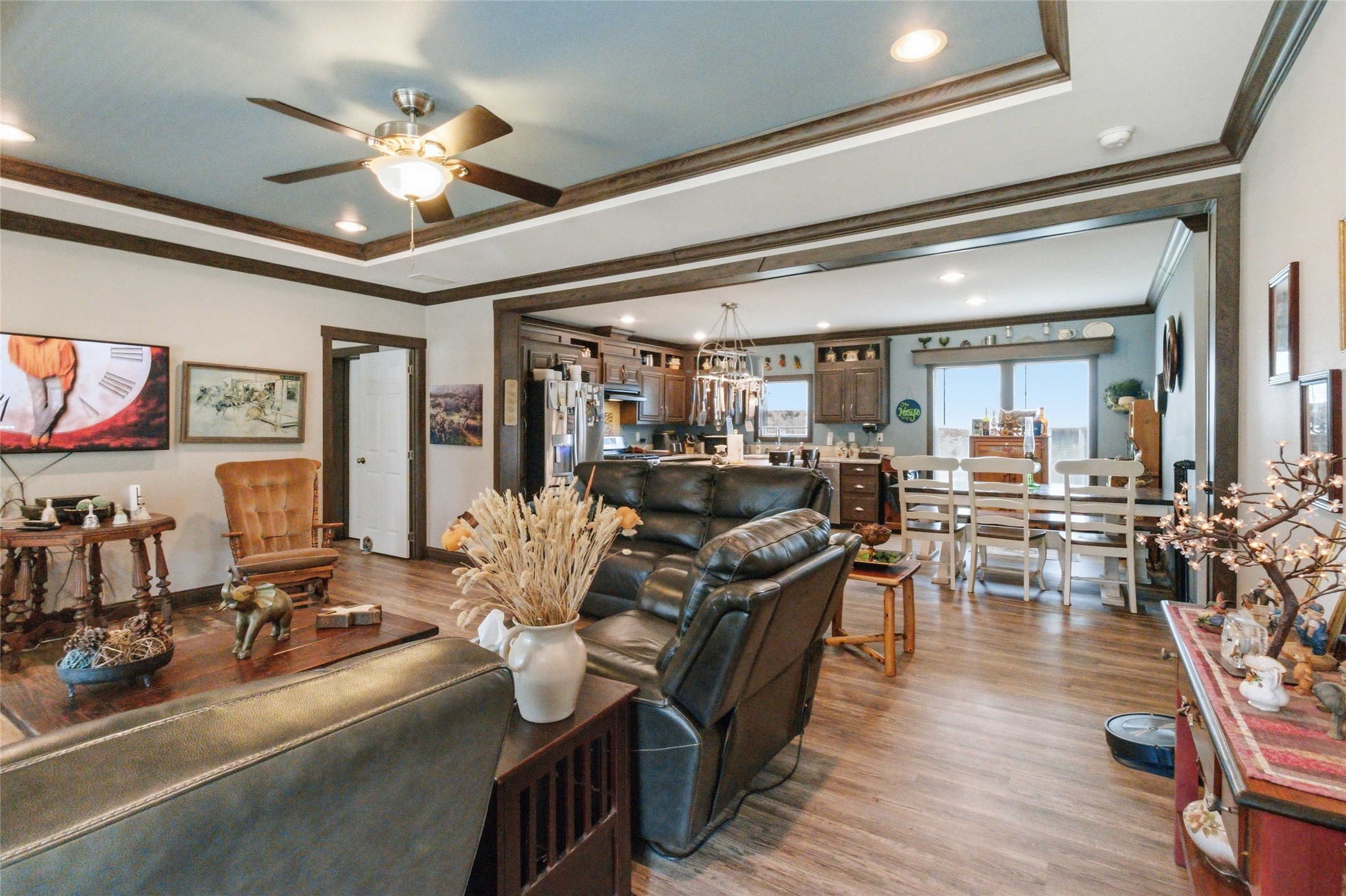 7921 Vista Ranch Road Smithville, TX 78957 - Photo 7 of 39 An open concept living and kitchen area features recessed lighting and ample space for entertaining.
